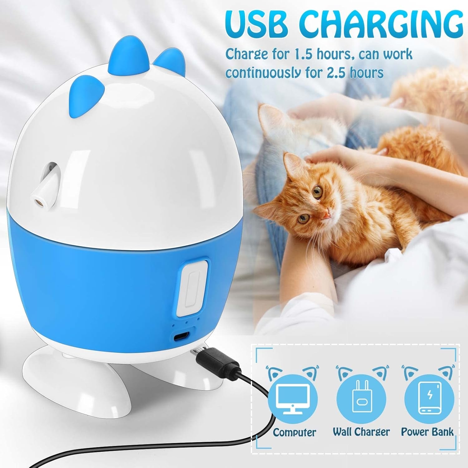 Interactive 2-in-1 Cat Toy with Light and Feather Features, Rechargeable Automatic Exercise Toy for Indoor Cats, Adjustable Design