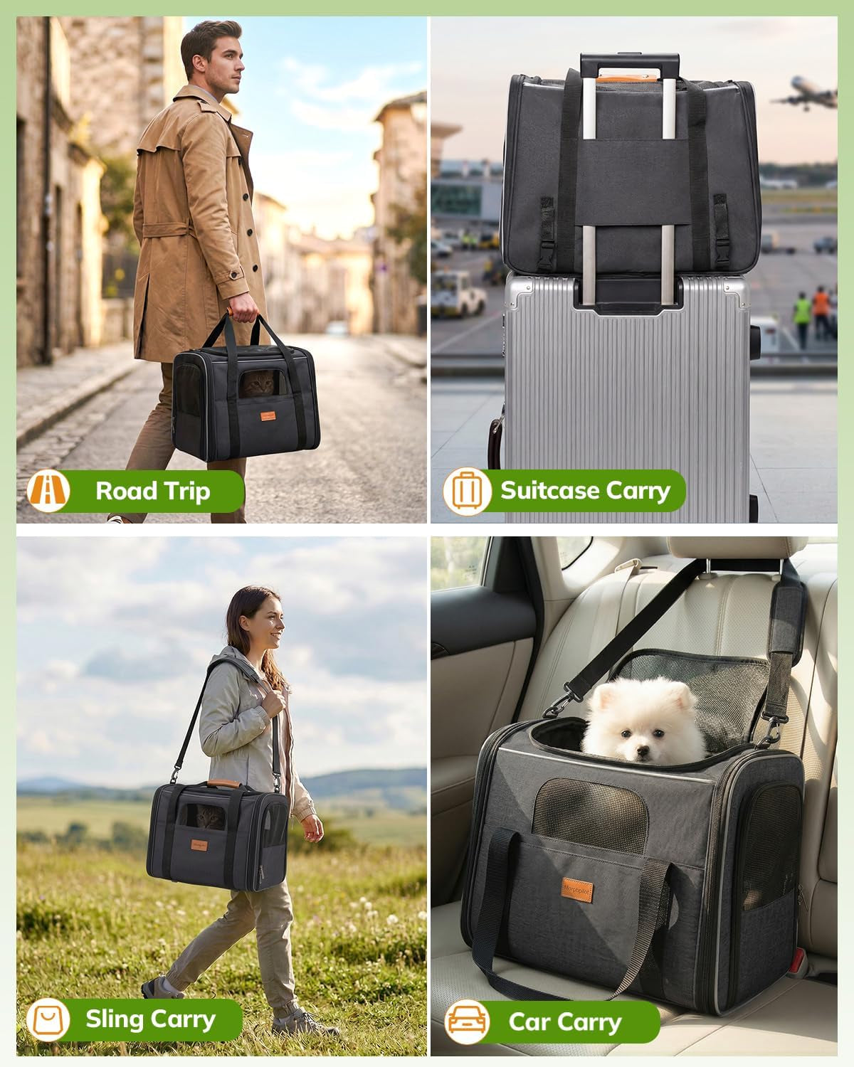 Premium Soft Cat Carrier for Medium to Large Cats (up to 20 lbs) - Features Dual-Sided Cushion, Secure Buckle, Foldable Bowl - Versatile Pet Carrier for Small Dogs (Dark Gray)