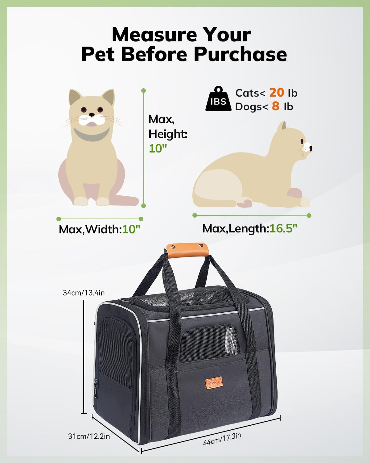 Premium Soft Cat Carrier for Medium to Large Cats (up to 20 lbs) - Features Dual-Sided Cushion, Secure Buckle, Foldable Bowl - Versatile Pet Carrier for Small Dogs (Dark Gray)