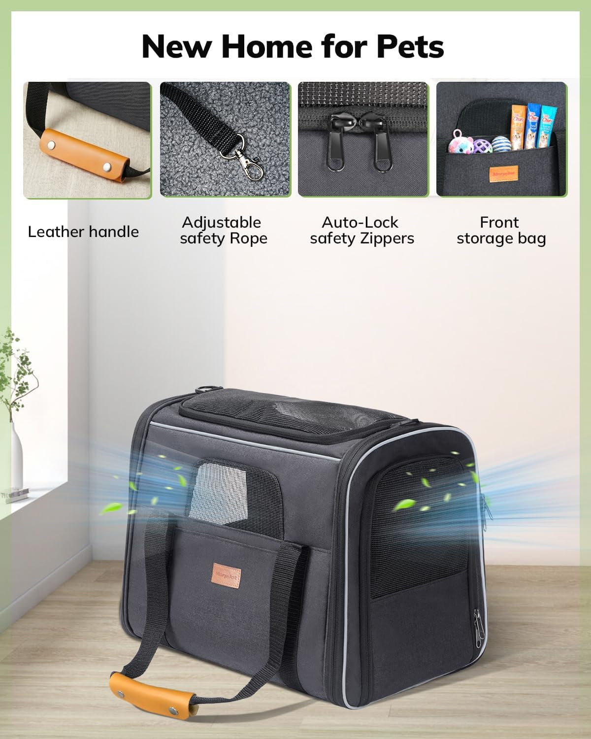 Premium Soft Cat Carrier for Medium to Large Cats (up to 20 lbs) - Features Dual-Sided Cushion, Secure Buckle, Foldable Bowl - Versatile Pet Carrier for Small Dogs (Dark Gray)