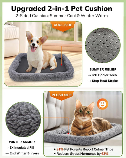 Premium Soft Cat Carrier for Medium to Large Cats (up to 20 lbs) - Features Dual-Sided Cushion, Secure Buckle, Foldable Bowl - Versatile Pet Carrier for Small Dogs (Dark Gray)