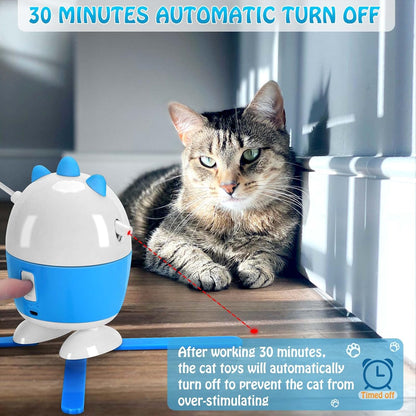 Interactive 2-in-1 Cat Toy with Light and Feather Features, Rechargeable Automatic Exercise Toy for Indoor Cats, Adjustable Design