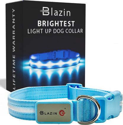 LED Dog Collar - Original USB Rechargeable and Waterproof Design - 1,000 Feet Visibility - Suitable for Small, Medium, and Large Dogs - USA Brand