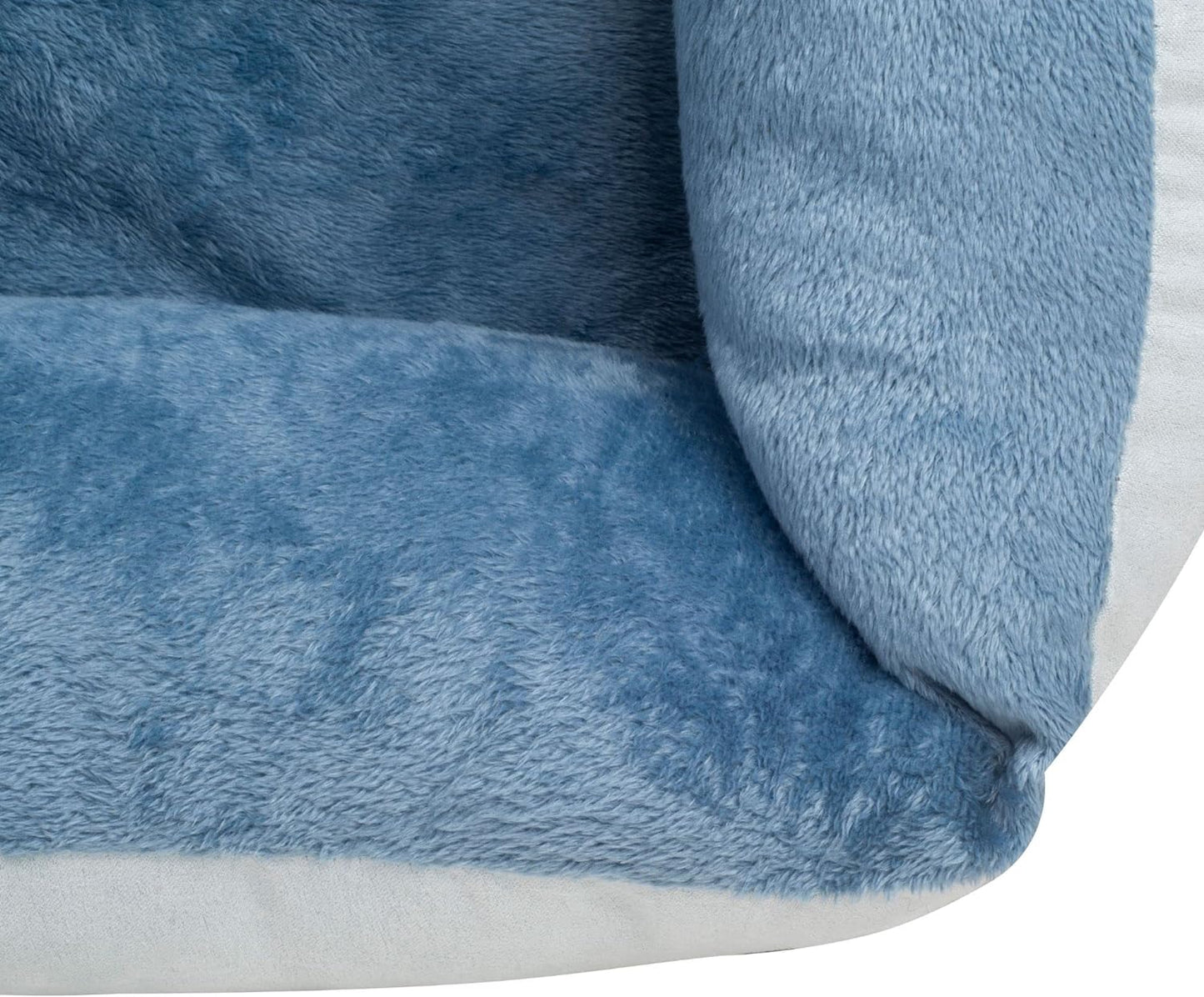 Medium Size Blue Rectangle Bolster Dog Bed with Orthopedic Insert