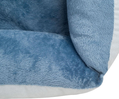 Medium Size Blue Rectangle Bolster Dog Bed with Orthopedic Insert