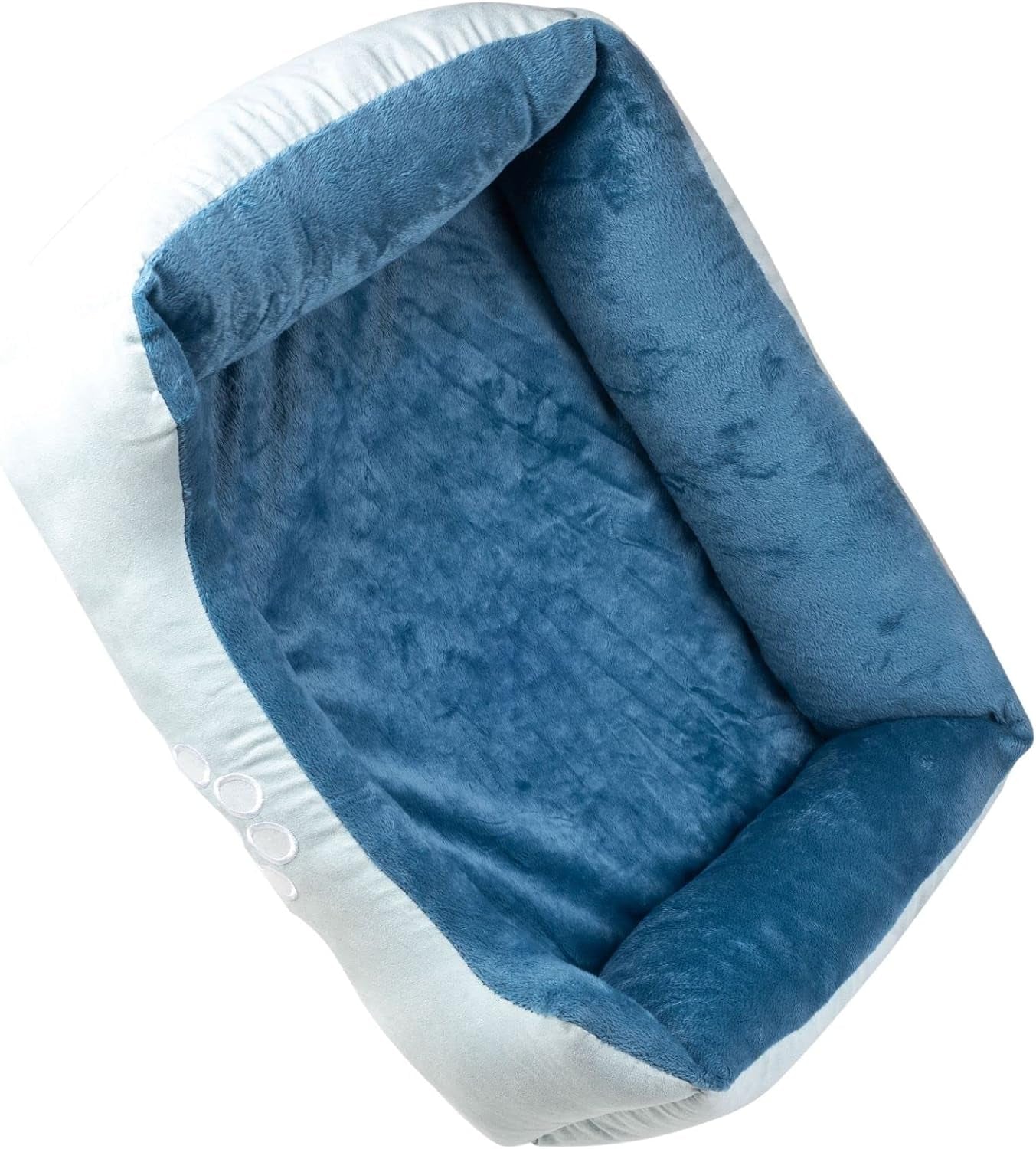 Medium Size Blue Rectangle Bolster Dog Bed with Orthopedic Insert