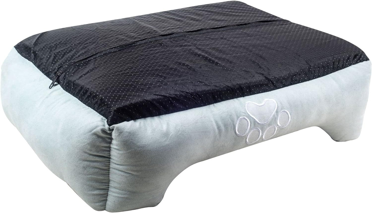 Medium Size Blue Rectangle Bolster Dog Bed with Orthopedic Insert