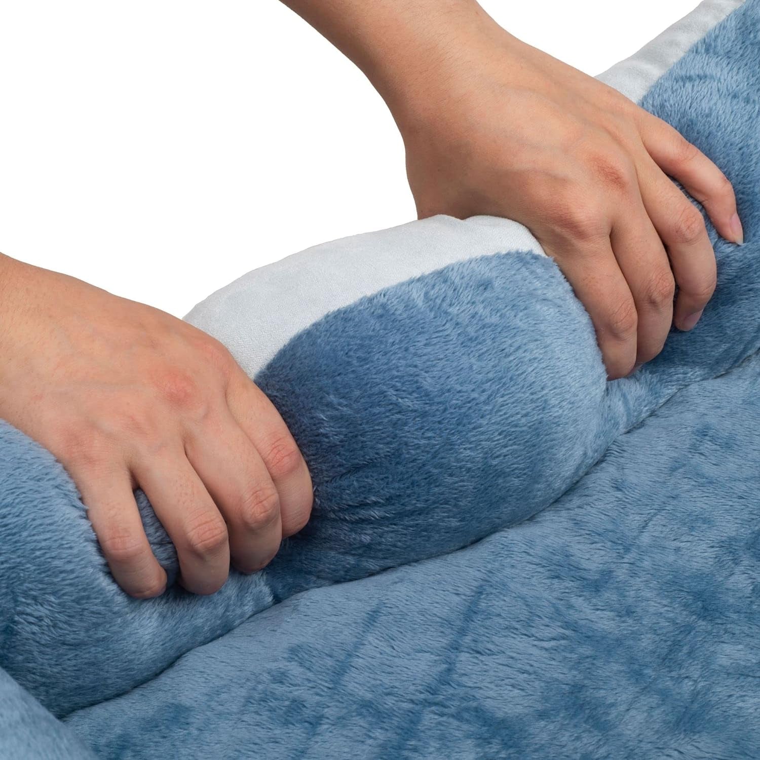 Medium Size Blue Rectangle Bolster Dog Bed with Orthopedic Insert