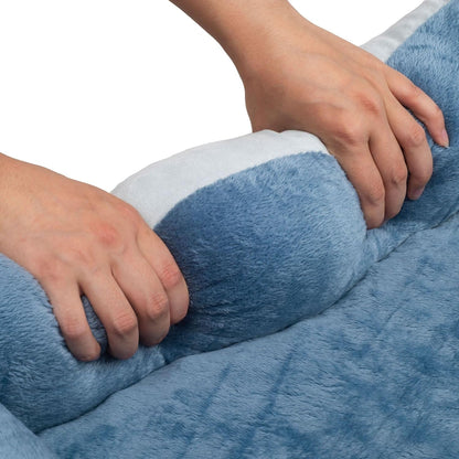 Medium Size Blue Rectangle Bolster Dog Bed with Orthopedic Insert