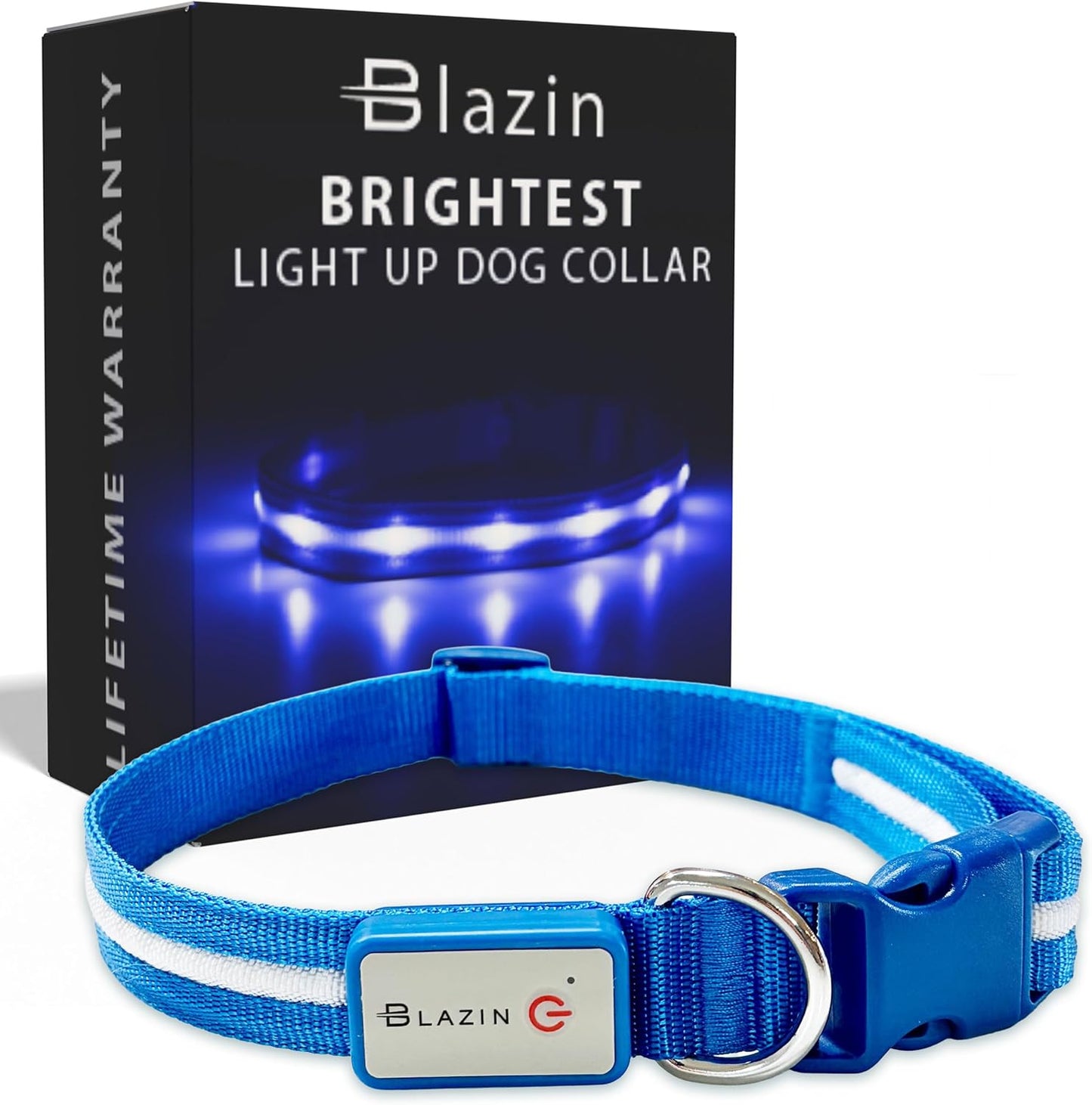 LED Dog Collar - Original USB Rechargeable and Waterproof Design - 1,000 Feet Visibility - Suitable for Small, Medium, and Large Dogs - US Brand